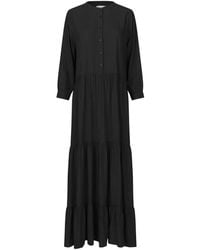 Lolly's Laundry - Zwarte Maxi Jurk Met Lange Mouwen - Lyst