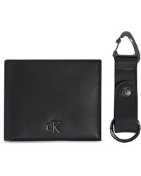 Calvin Klein - Set portafoglio portachiavi in pelle - nero - Lyst