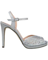 Menbur - Schoenen ,Grijs ,Sandalo Cerimonia Con Strass E Plateau - Lyst