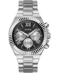 Guess - Accessoires ,Grijs Multifunctioneel Horloge Equity Zilver, Zwart 44 Mm Gw 0703G1 - Lyst
