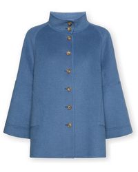 Elena Miro - Jassen ,Blauw ,Wol Dubbele Gemengde Wollen Caban - Lyst