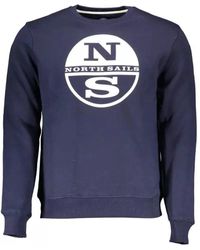 North Sails - Maglione in cotone blu con stampa logo - Lyst
