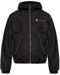 Versace - Jassen ,Zwart ,Nylon Jas Met Logo - Lyst