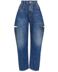 Maison Margiela - Blauwe Cut-Out High-Rise Jeans - Lyst