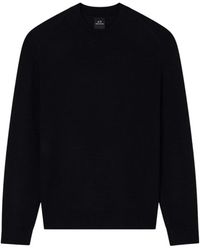 ARMANI EXCHANGE - Schwarzer Strickpullover V-Ausschnitt Gerippt - Lyst
