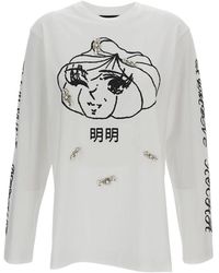 Simone Rocha - Tops ,Wit ,Dim Sum Logo T-Shirt Met Lange Mouwen - Lyst