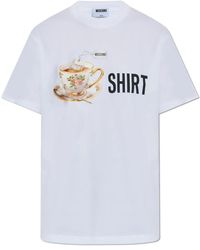 Moschino - Tops ,Wit ,Katoen T-Shirt Met Print - Lyst