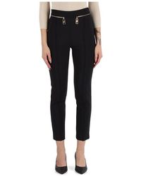 Elisabetta Franchi - Gerade Crêpe-Hose Mit Dekorativem Reißverschluss - Lyst