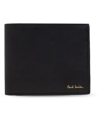 Paul Smith - Accessoires ,Zwart ,Leer Opvouwbare Portemonnee Met Logo - Lyst