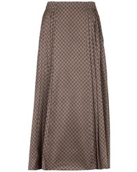 Balmain - Mini Monogram Geplooide Midi-Rok - Lyst