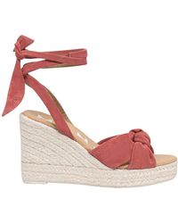 Manebí - Schoenen ,Rood ,Suède Hamptons Wedge Espadrilles Met Knoop - Lyst