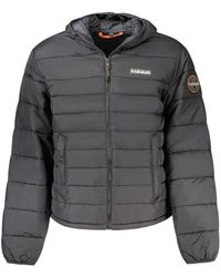 Napapijri - Jassen ,Zwart ,Polyamide Hooded Jacket - Lyst