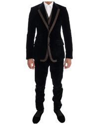 Dolce & Gabbana - Slim 3-teiliger Anzug aus Samt mit zwei Knöpfen in Blau - Lyst