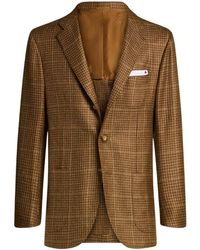 Kiton - Natural Blend Geruite Single-Breasted Jas - Lyst