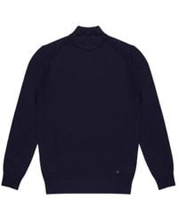 Manuel Ritz - Truien & Vesten ,Blauw ,Wol Mock Neck - Lyst