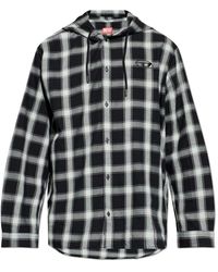 DIESEL - Overhemden ,Grijs ,Katoen Hooded Shirt - Lyst