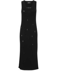 Barrow - Kleedjes ,Zwart ,Polyester Geribbelde Gebreide Jurk - Lyst