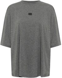Gestuz - Tops ,Grijs ,Katoen Donkergrijs Melange Logo T-Shirt - Lyst