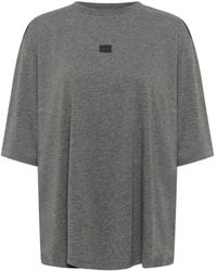 Gestuz - Tops ,Grijs ,Katoen Donkergrijs Melange Logo T-Shirt - Lyst