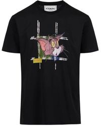 Iceberg - Klassisches regular fit schwarzes t-shirt aus baumwolljersey mit tom-print auf der vorderseite - Lyst