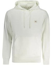 Calvin Klein - Hoodies & Sweatvesten ,Wit ,Katoen Witte Katoenen Hoodie - Lyst
