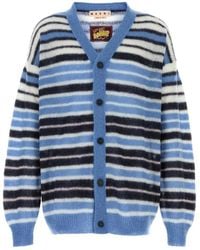Marni - Truien & Vesten ,Veelkleurig ,Wol Geborduurde Mohair Blend Cardigan - Lyst