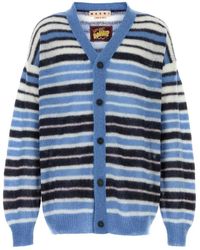 Marni - Truien & Vesten ,Veelkleurig ,Wol Geborduurde Mohair Blend Cardigan - Lyst