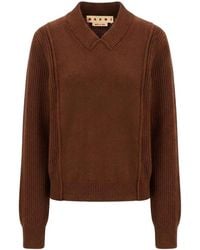 Marni - Truien & Vesten ,Bruin ,V-Neck Truien - Lyst