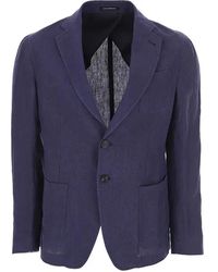 Emporio Armani - Elegante giacca in lino blu navy - Lyst