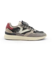 Victoria - Graue Mesh-Sneaker Mit Wildleder- Und Lederdetails - Lyst