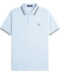 Fred Perry - Tops ,Blauw ,Katoen Twin Tipped Polo Shirt - Lyst