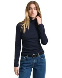 GANT - Gerippter rollkragenpullover mit langen ärmeln - Lyst