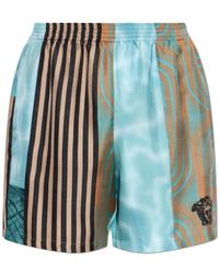 Versace - Gedrukte Zijden Twill Shorts - Lyst