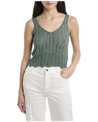 Kaos - Tops ,Groen ,Crochet Lurex Top - Lyst
