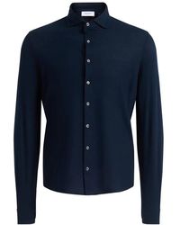 Gran Sasso - Overhemden ,Blauw ,Katoen Jersey Piqué Shirt - Lyst