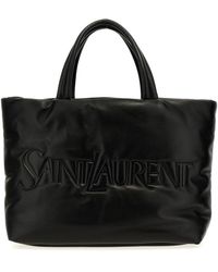 Saint Laurent - Tassen ,Zwart ,Leer Monogram Embossed Leather Tote Bag - Lyst