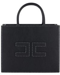 Elisabetta Franchi - Schwarze tote-tasche mit kontrastnähten - Lyst