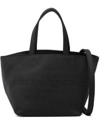 Alexander Wang - Schwarze canvas-schultertasche mit logo - Lyst