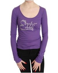 Exte - Tops ,Paars ,Katoen Elegante Paarse Kristalversierde Top - Lyst