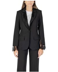 Rinascimento - Schwarzer Blazer Mit V-Ausschnitt Und Langen Ärmeln - Lyst