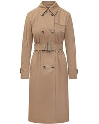 Herno - Jassen ,Bruin ,Leer Double-Breasted Trenchcoat - Lyst