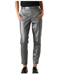 Object - Broeken ,Grijs ,Grijze Coated Pantalon Voor Vrouwen - Lyst