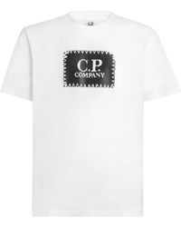 C.P. Company - Weißes baumwoll-jersey-label-t-shirt - Lyst