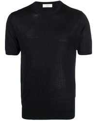 Mauro Ottaviani - Seiden rundhals t-shirt in marineblau - Lyst