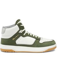 Santoni - Weiß-Grüne Sneak-Air-Sneakers Für Herren Aus Leder Und Nubuk Grun, Größe - Lyst