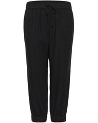 Kaffe - Zwarte Diepe Capri Broek Met Elastische Taille - Lyst