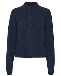 Gestuz - Truien & Vesten ,Blauw ,Wol Zachte Gebreide Cardigan Met Knopen - Lyst