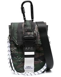 A.P.C. - Leder und stoff crossbody tasche - Lyst