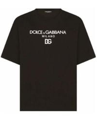 Dolce & Gabbana - Camiseta De Algodón Con Dg Bordado - Lyst