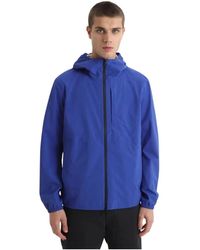 Woolrich - Jassen ,Blauw ,Polyester Pacific Waterdichte Jas - Lyst